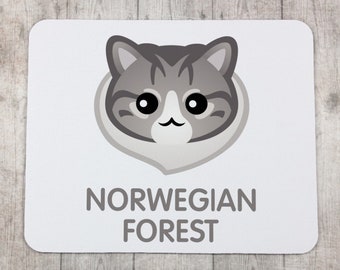 A computer mouse pad with a Norwegian Forest cat. A new collection with the cute Art-dog cat