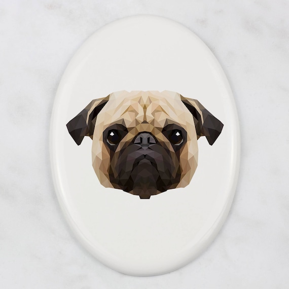 いぬ 犬 パグ 陶器 イタリア 置物 インテリア パグ犬の陶器製墓石