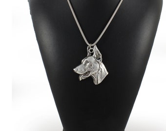 NEW, Doberman Pinscher, dog necklace, silver cord 925, limited edition, ArtDog