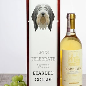 Let’s celebrate with Bearded Collie . A wine box with the geometric dog