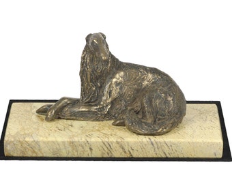 Borzoi, Russian Wolfhound , dog sand marble base statue, limited edition, ArtDog. Made of cold cast bronze. Perfect gift. Limited edition