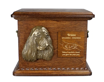 English cocker spaniel Urn for Dog Ashes, Personalized Memorial with Relief, Pet’s Name and Quote, Custom urn for dog's ashes