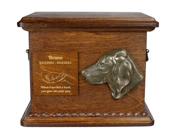Weimaraner Urn for Dog Ashes, Personalized Memorial with Relief, Pet’s Name and Quote, Custom urn for dog's ashes