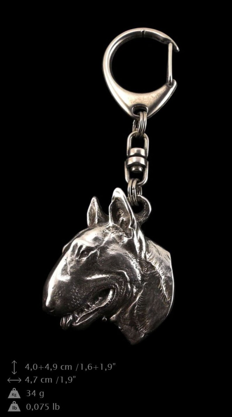 PRESTIGE set Dog keyring for dog lovers ArtDog pin and clipring in casket limited edition necklace NEW dog keyring Bull Terrier
