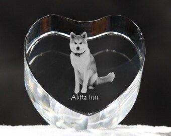 Akita Inu, crystal heart with dog, souvenir, decoration, limited edition, Collection