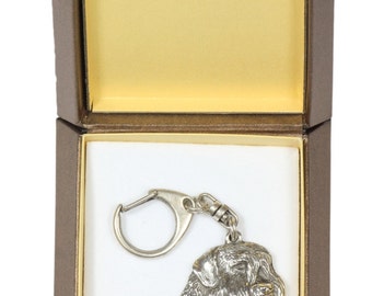 NEW, Bouvier,  Flanders Cattle Dog, dog keyring, key holder, in casket, limited edition, ArtDog . Dog keyring for dog lovers