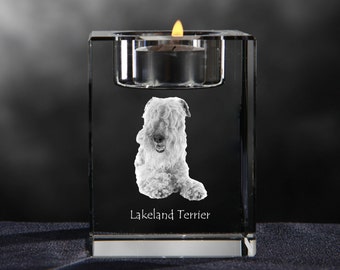 Lakeland terrier, crystal candlestick with dog, souvenir, decoration, limited edition, Collection
