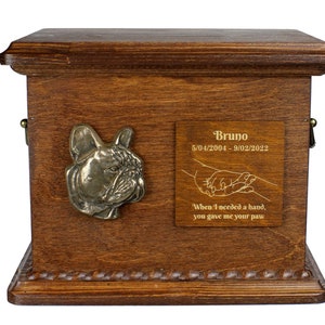 French bulldog Urn for Dog Ashes, Personalized Memorial with Relief, Pet’s Name and Quote, Custom urn for dog's ashes