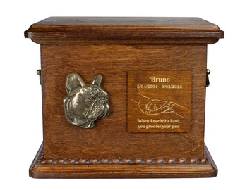 French bulldog Urn for Dog Ashes, Personalized Memorial with Relief, Pet’s Name and Quote, Custom urn for dog's ashes