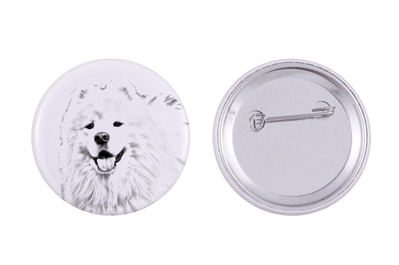 Buttons with a dog Samoyed