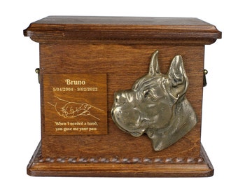 Great Dane Urn for Dog Ashes, Personalized Memorial with Relief, Pet’s Name and Quote, Custom urn for dog's ashes