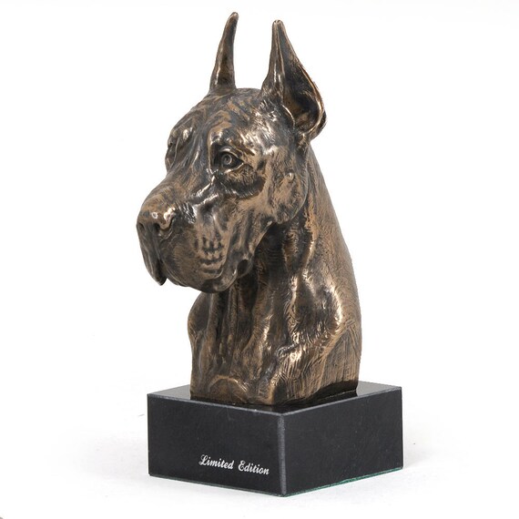 Statua di Cane Altezza: 14 cm Figura cane Gran danese Scultura di Resina Dogo tedesco Alano Tedesco marrone 
