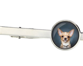 Chihuahua smooth haired. Tie clip for dog lovers. Photo jewellery. Men's jewellery. Handmade