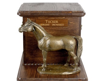 Arabian horse Big Urn for Horse Ashes, Cutomizable urn, Urn for horse with statue, Horse memorial with sculpture