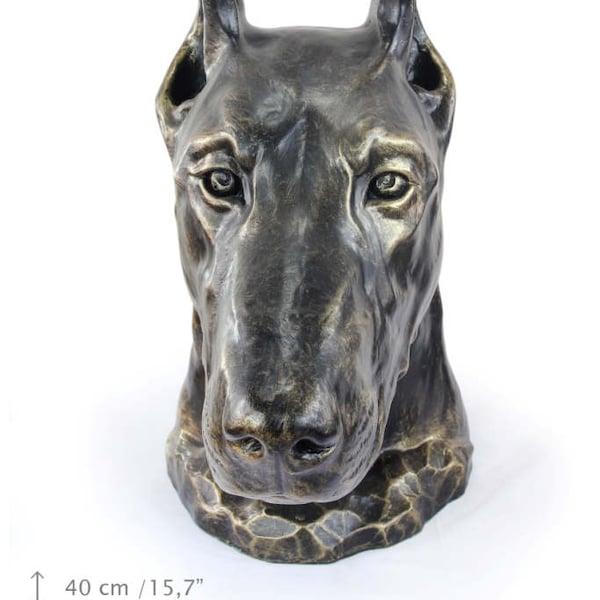 Urn for dog ashes - Dobermann  statue. ArtDog Collection Cremation box, Custom urn.