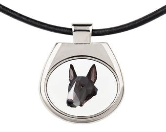 A necklace with a Bull Terrier dog. A new collection with the geometric dog