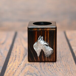 Scottish Terrier - Wooden candlestick with dog, souvenir, decoration, limited edition, Collection