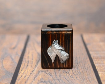 Scottish Terrier - Wooden candlestick with dog, souvenir, decoration, limited edition, Collection