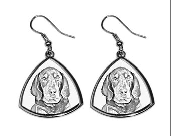 Black and tan coonhound- NEW collection of earrings with images of purebred dogs, unique gift