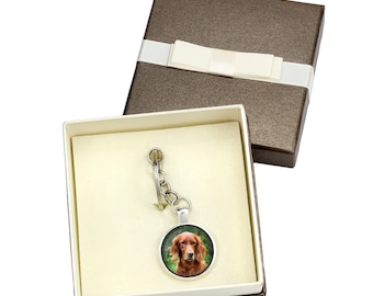 Setter. Keyring, keychain with box for dog lovers. Photo jewellery. Men's jewellery. Handmade.