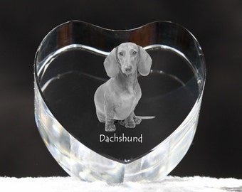 Dachshund, crystal heart with dog, souvenir, decoration, limited edition, Collection