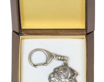 NEW, Border Terrier, dog keyring, key holder, in casket, limited edition, ArtDog . Dog keyring for dog lovers