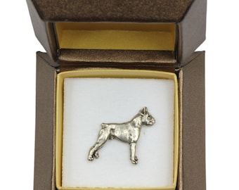 NEW, Boxer (body), dog pin, in casket, limited edition, ArtDog