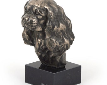 King Charles Spaniel, dog marble statue, limited edition, ArtDog. Made of cold cast bronze. Perfect gift. Limited edition