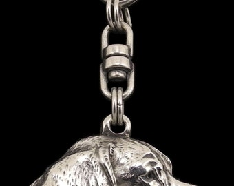 Beagle Keychain, Silver Plated Head Keyring, Gift for Dog Lovers, Art-Dog