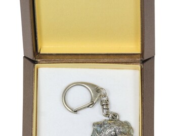 NEW, Norfolk Terrier, dog keyring, key holder, in casket, limited edition, ArtDog . Dog keyring for dog lovers