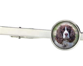 English Springer Spaniel. Tie clip for dog lovers. Photo jewellery. Men's jewellery. Handmade