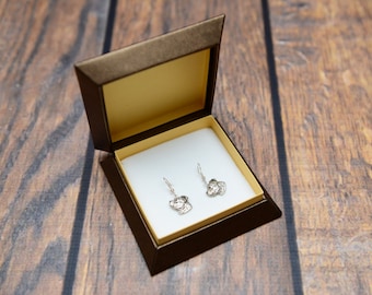 Staffordshire Bull Terrier - Silver-plated earrings with an image of a pure-bred dog