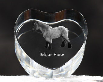 Belgian horse, Belgian draft horse, crystal heart with horse, souvenir, decoration, limited edition, Collection