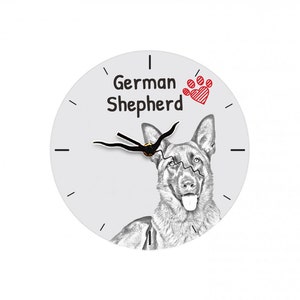German Shepherd, Free standing MDF floor clock with an image of a dog.