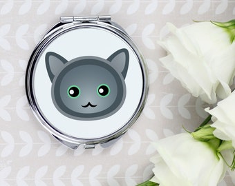 A pocket mirror with a Nebelung cat. A new collection with the cute Art-Dog cat