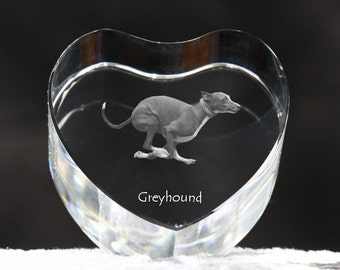 Grey Hound, crystal heart with dog, souvenir, decoration, limited edition, Collection
