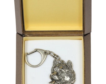 NEW, Alaskan Malamute, Mal or Mally, dog keyring, key holder, in casket, limited edition, ArtDog . Dog keyring for dog lovers