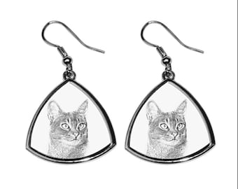 Abyssinian cat, collection of earrings with images of purebred cats, unique gift. Collection!