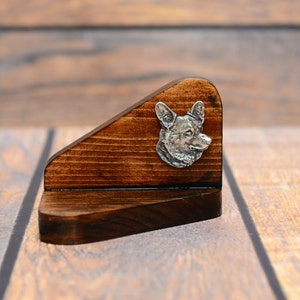 Welsh corgi cardigan- Wooden candlestick with dog, souvenir, decoration, limited edition, Collection