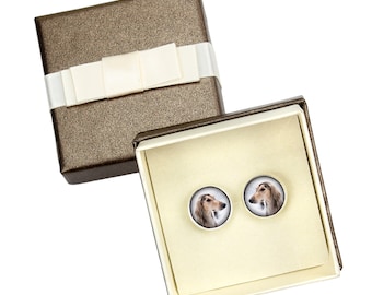 Saluki. Cufflinks with box for dog lovers. Photo jewellery. Men's jewellery. Handmade