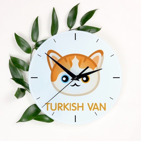 Une horloge avec un chat du Turc de Van. Une nouvelle collection avec le joli chat Art-Dog