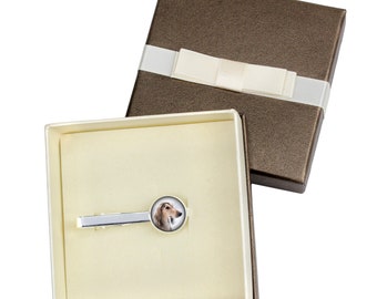 Saluki. Tie clip with box for dog lovers. Photo jewellery. Men's jewellery. Handmade