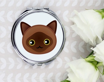 A pocket mirror with a Burmese cat. A new collection with the cute Art-Dog cat