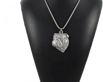 NEW, Bulldog, dog necklace, silver chain 925, limited edition, ArtDog
