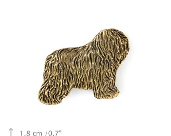 Polish Lowland Sheepdog (dark), millesimal fineness 999, dog pin, limited edition, ArtDog