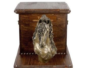 Friesian horse Big Urn for Horse Ashes, Cutomizable urn, Urn for horse with statue, Horse memorial with sculpture