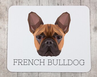 A computer mouse pad with a French Bulldog dog. A new collection with the geometric dog