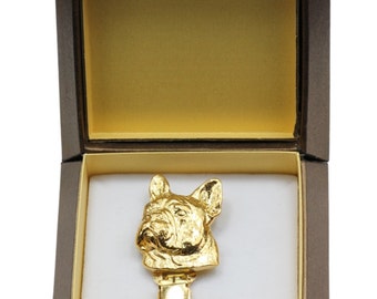 NEW, French Bulldog, millesimal fineness 999, dog clipring, in casket, dog show ring clip/number holder, limited edition, ArtDog