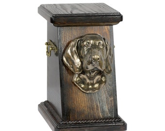 Urn for dog’s ashes with a Weimaraner, ART-DOG Cremation box, Custom urn.