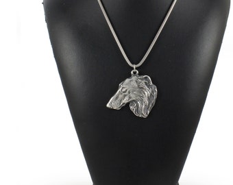 NEW, Borzoi, Russian Wolfhound, dog necklace, silver chain 925, limited edition, ArtDog